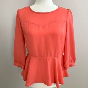 Forever 21 Coral Peplum Top